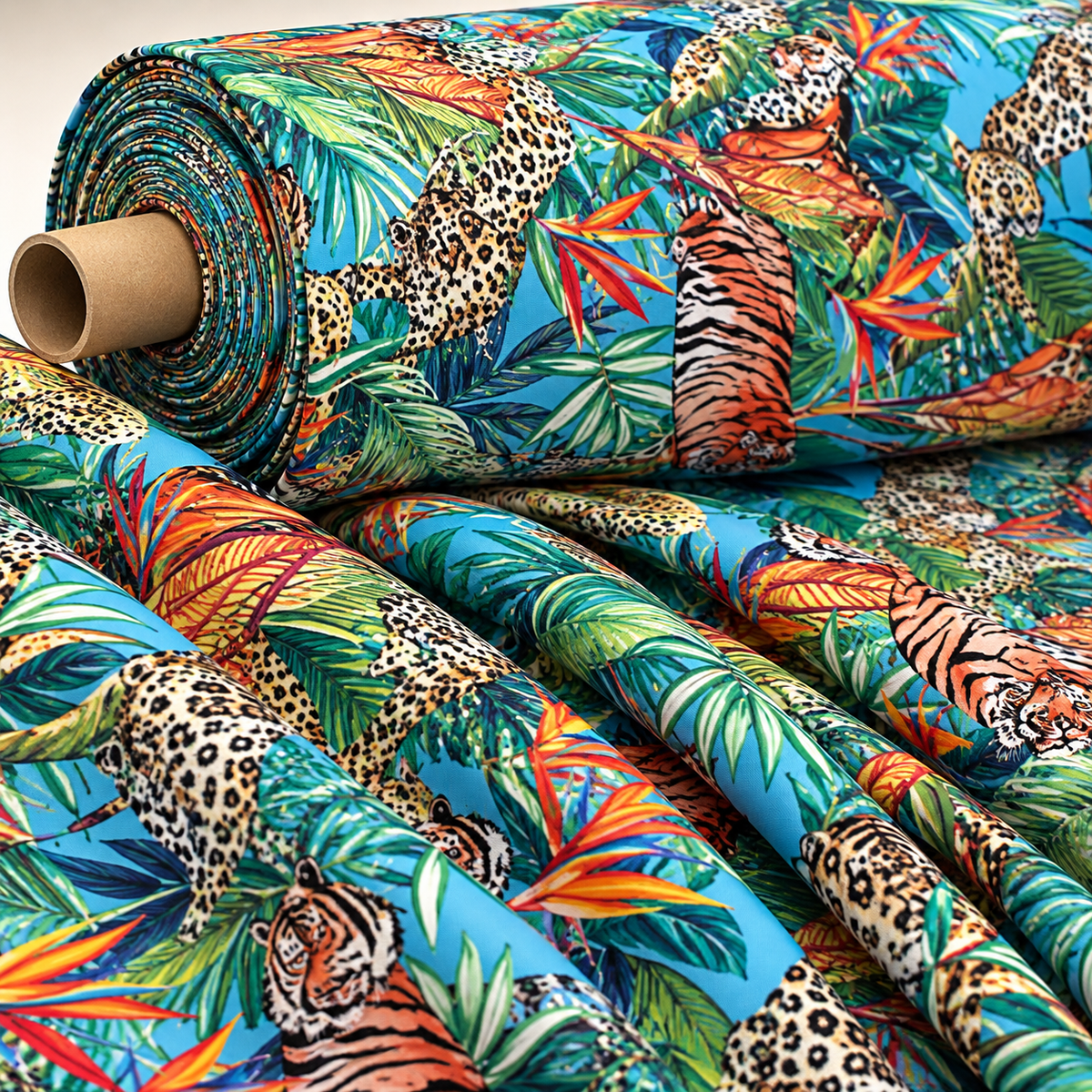 Tropical and Leopard Pattern Fabric by Yard