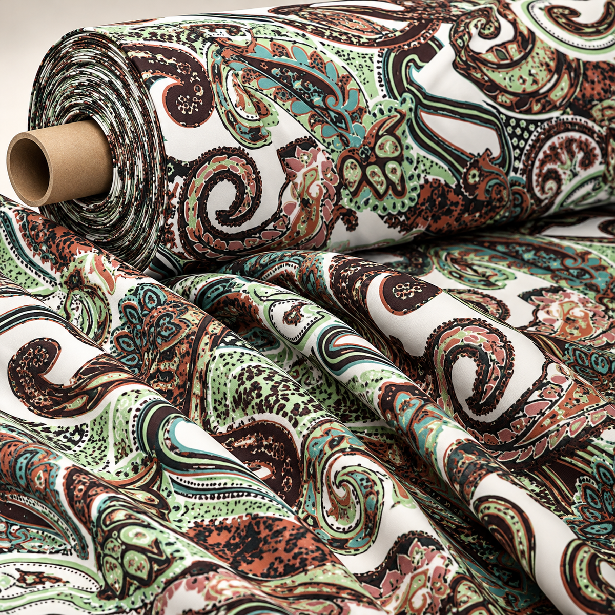 Mint Green Paisley Fabric by the Yard