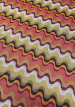 retro wavy mesh fabric with colorful wave pattern for fashion and craft projects