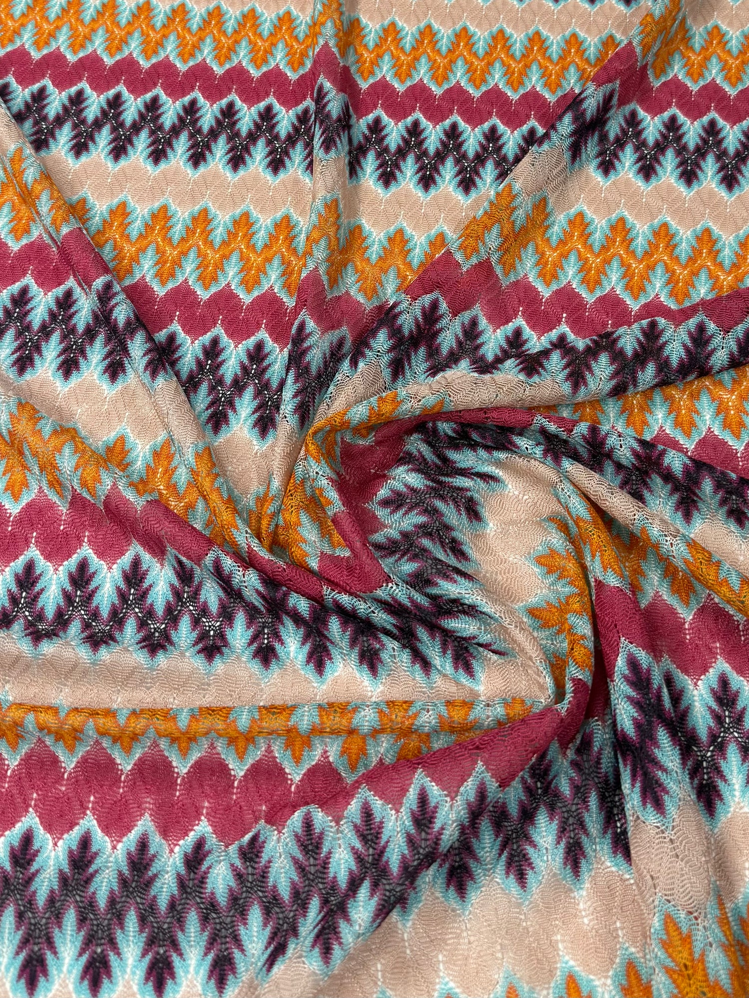 Geometric Pattern Mesh Knit Fabric by the Yard
