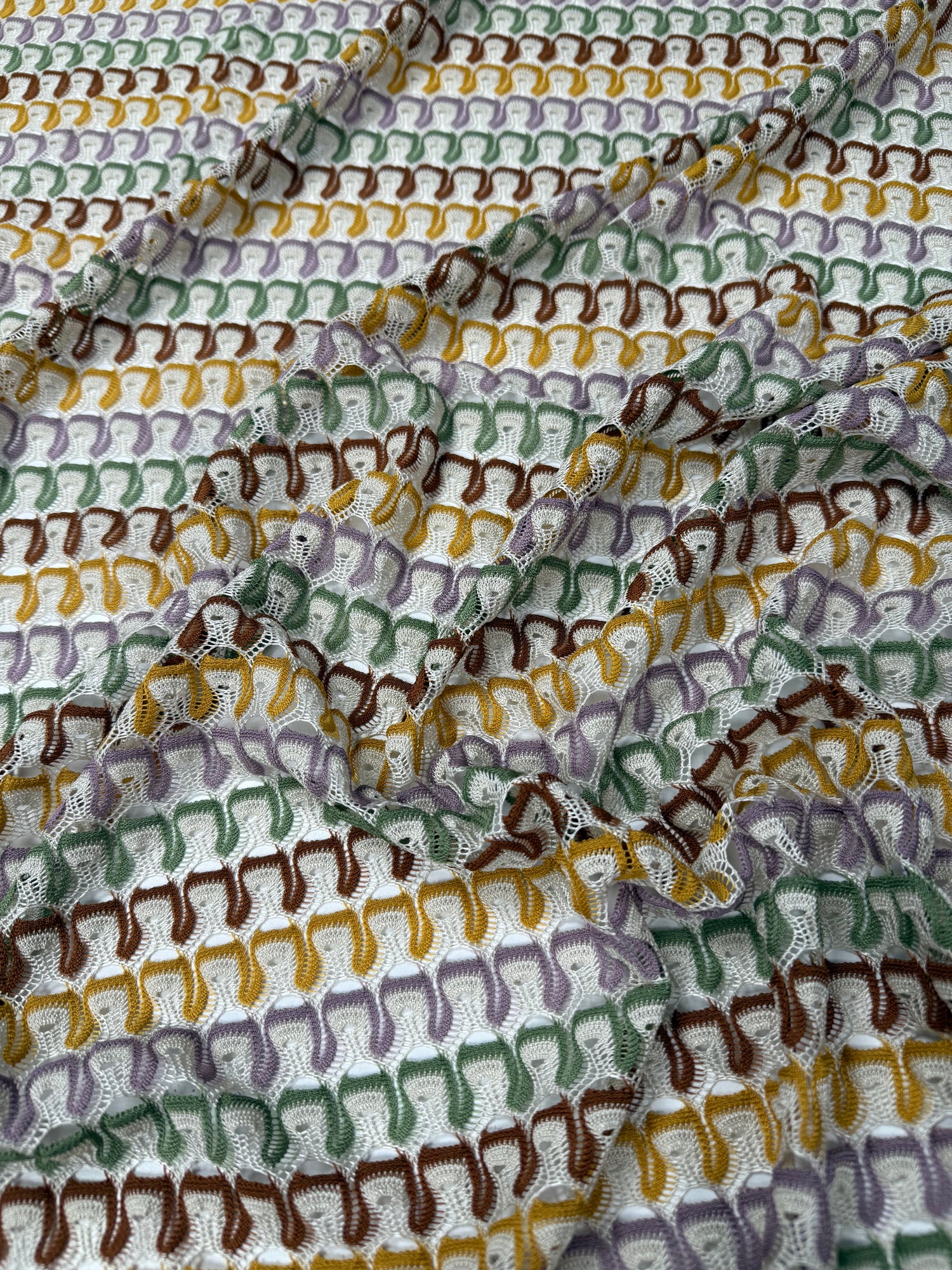 Multicolor Textured Mesh Knit Fabric by the Yard