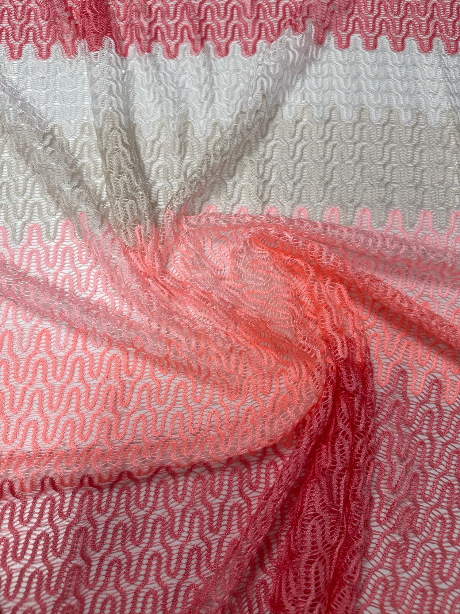 Pink Textured Mesh Knit Fabric by the Yard