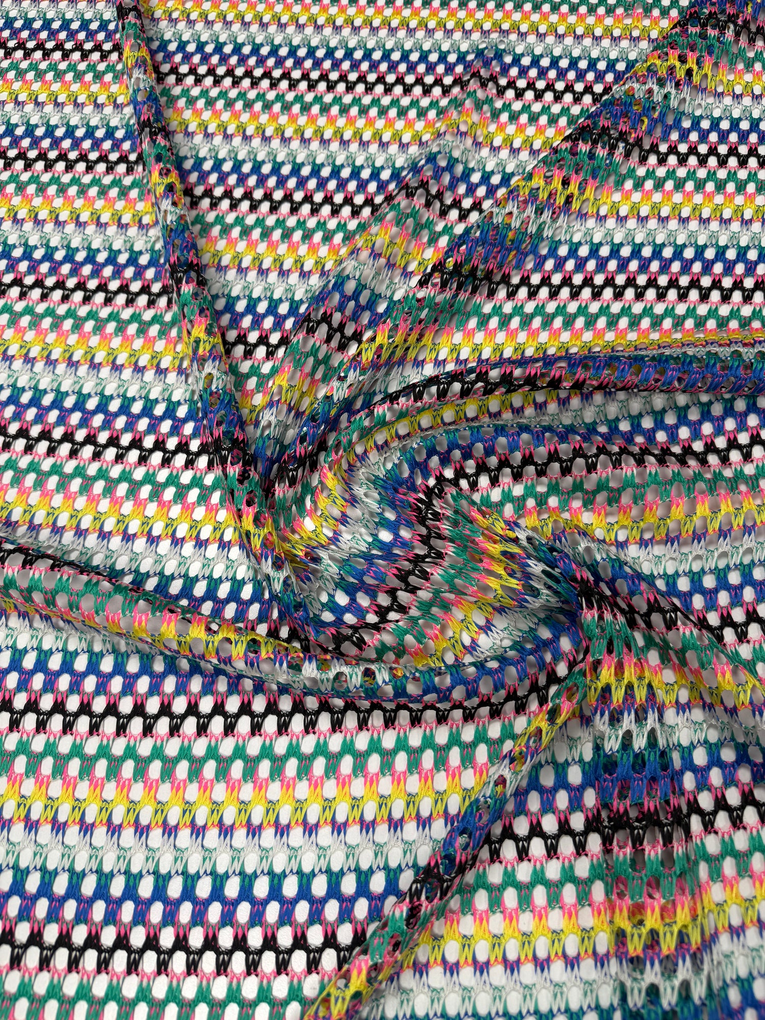Multicolor Open Knit Mesh Fabric by the Yard