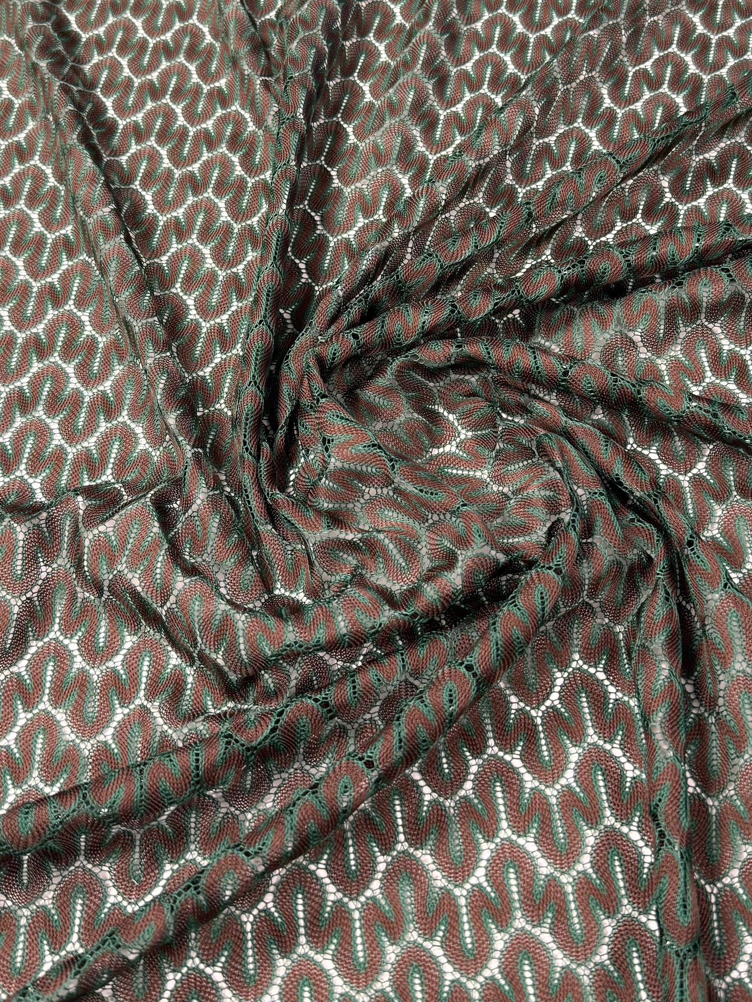 Earthy Tones Textured Pattern Mesh Knit Fabric by the Yard