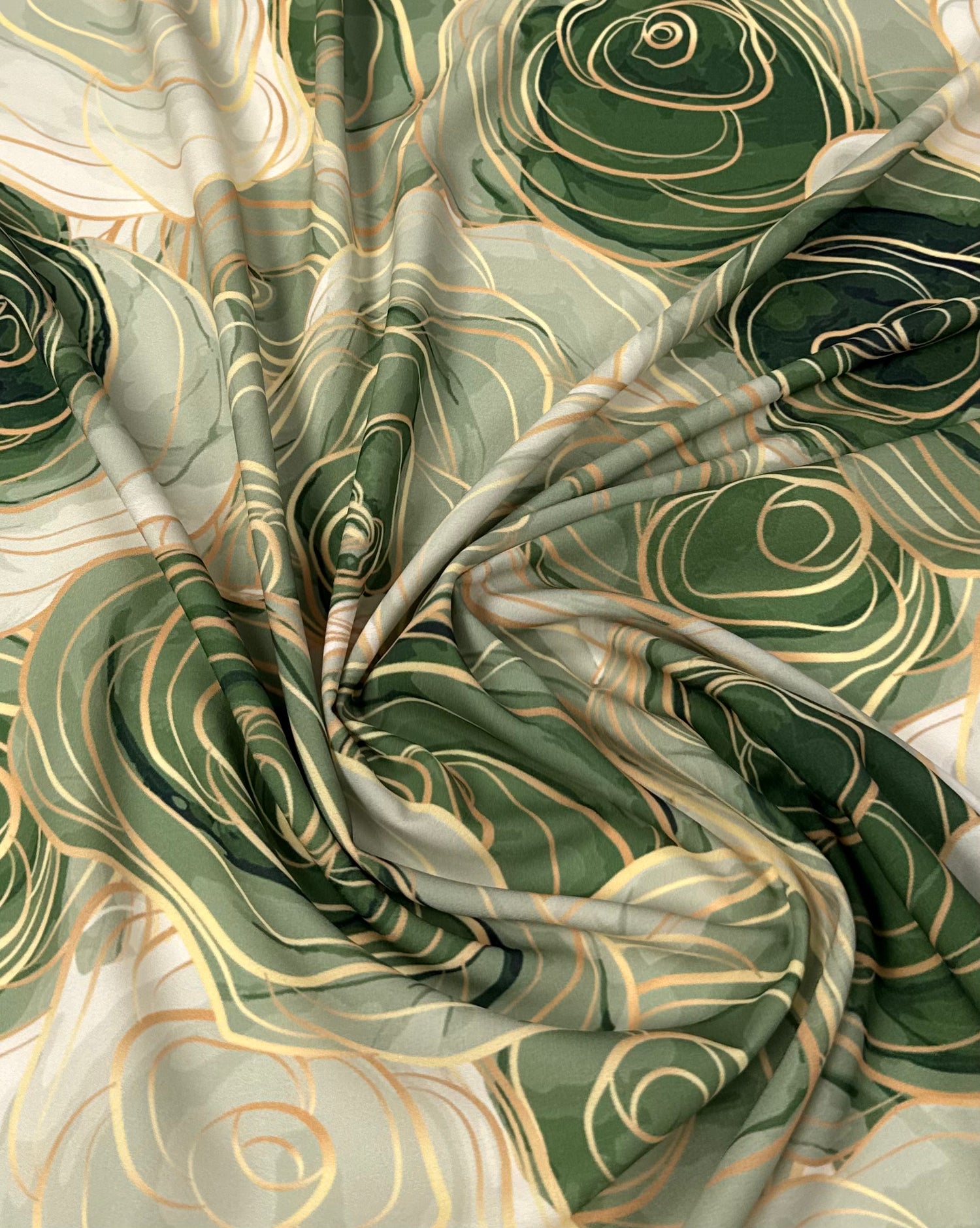 Floral Moss Crepe Fabric by the Yard