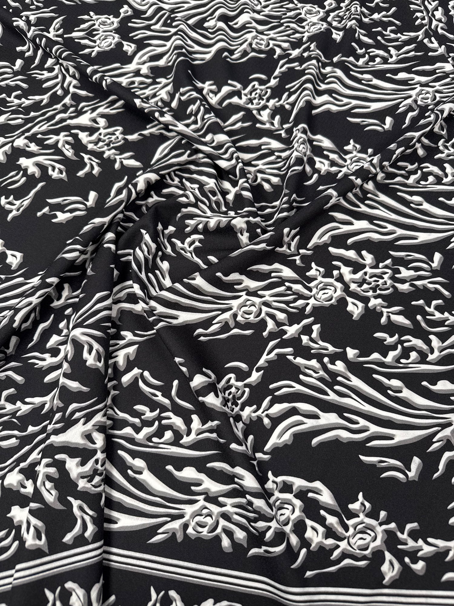 Monochrome Coral Wool Crepe Fabric by the Yard