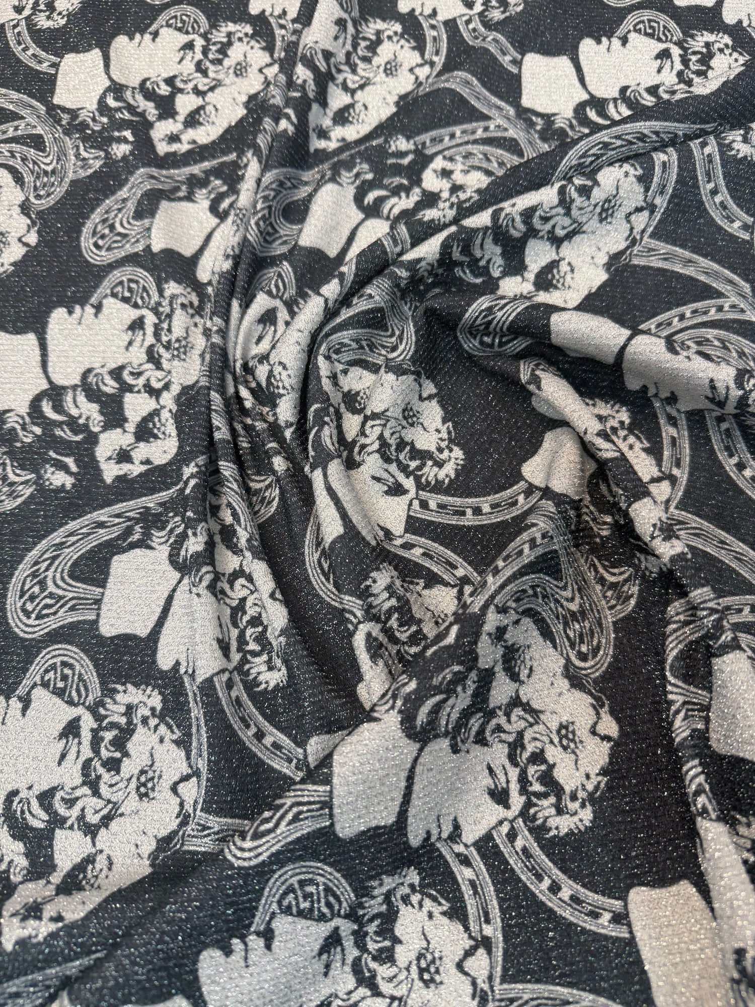 Black & Silver Lurex Fabric by the Yard