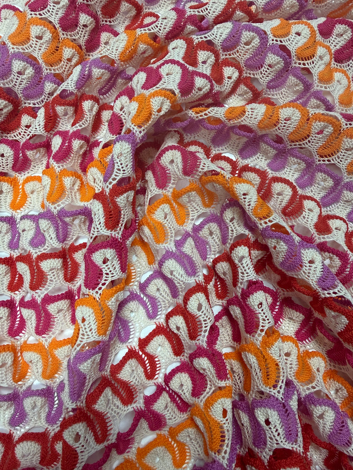 Multicolor Pattern Mesh Knit Fabric by the Yard