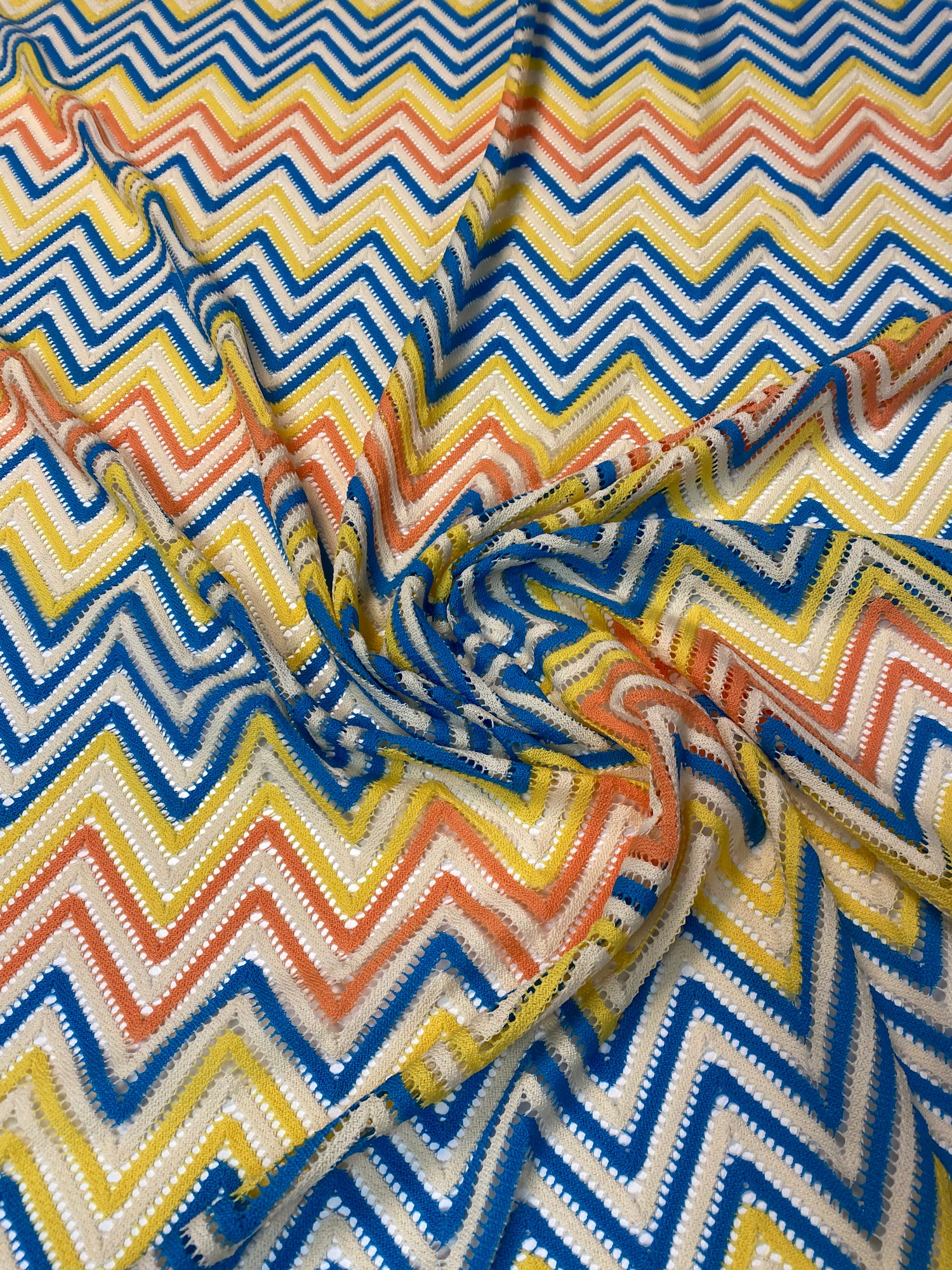 Chevron Stripe Zigzag Knit Mesh Fabric by the Yard