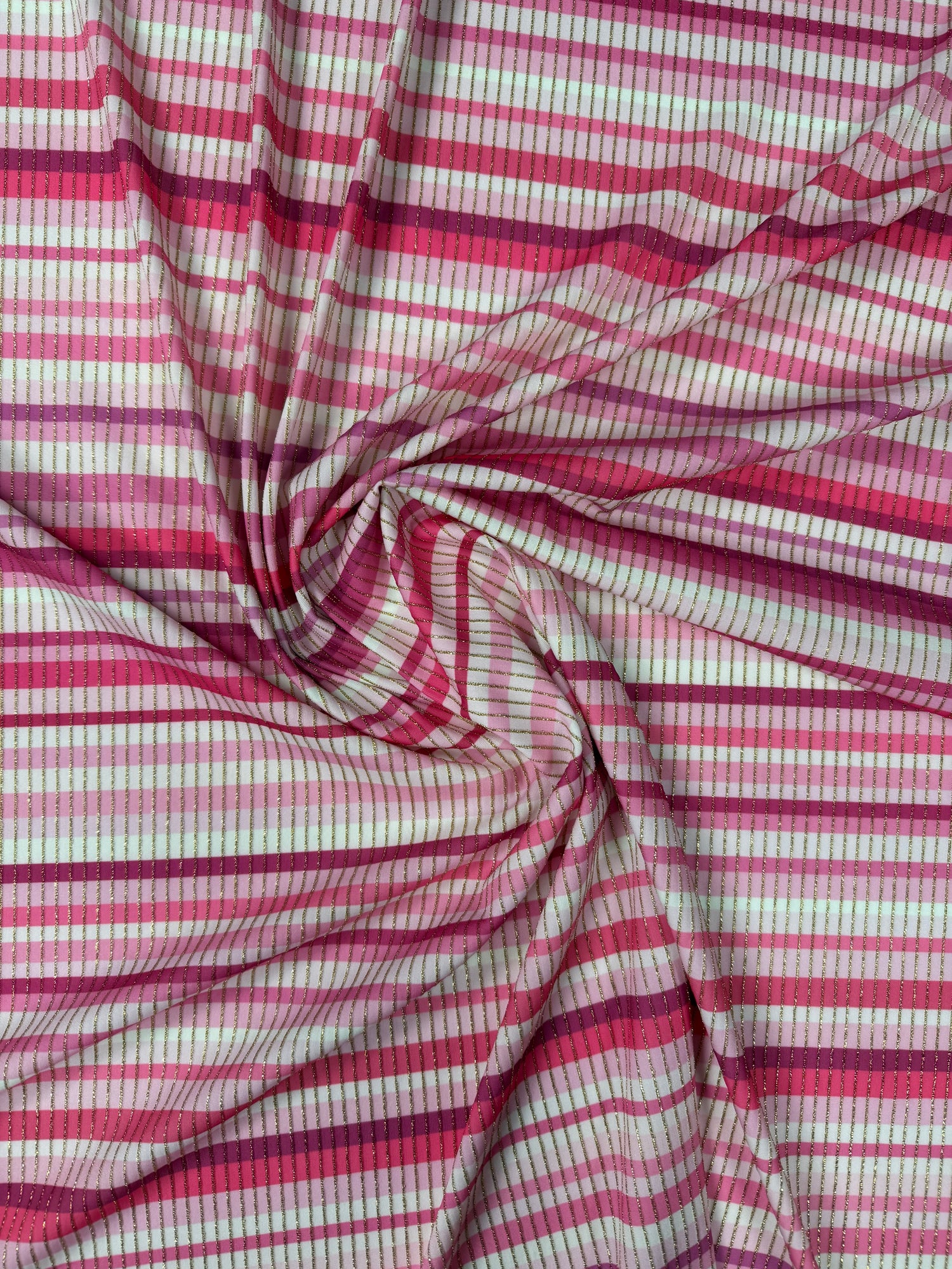 Shimmer Fabric Ottoman with Striped 4-Way Stretch by the Yard
