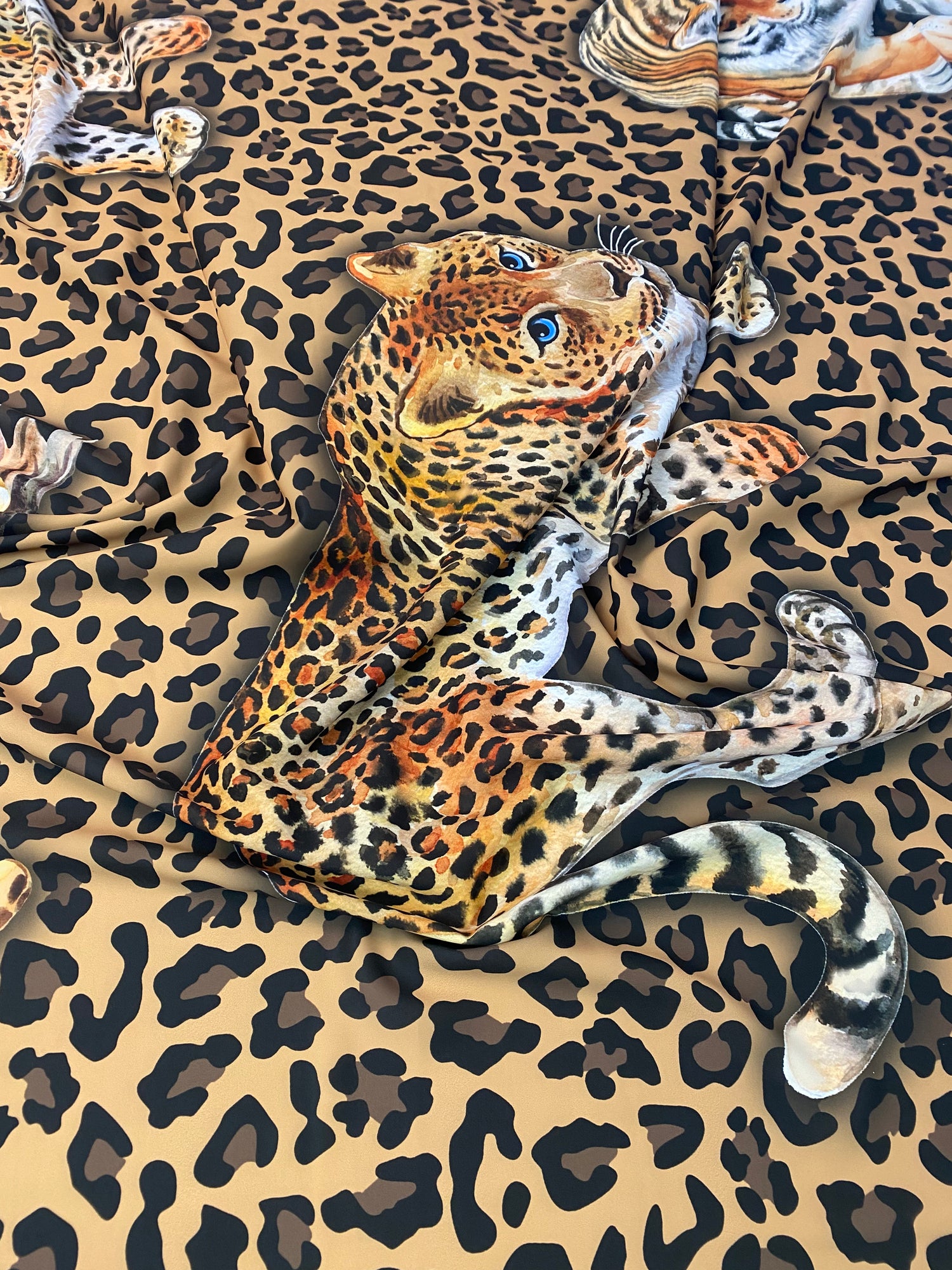 Leopard Print Crepe Fabric by Yard