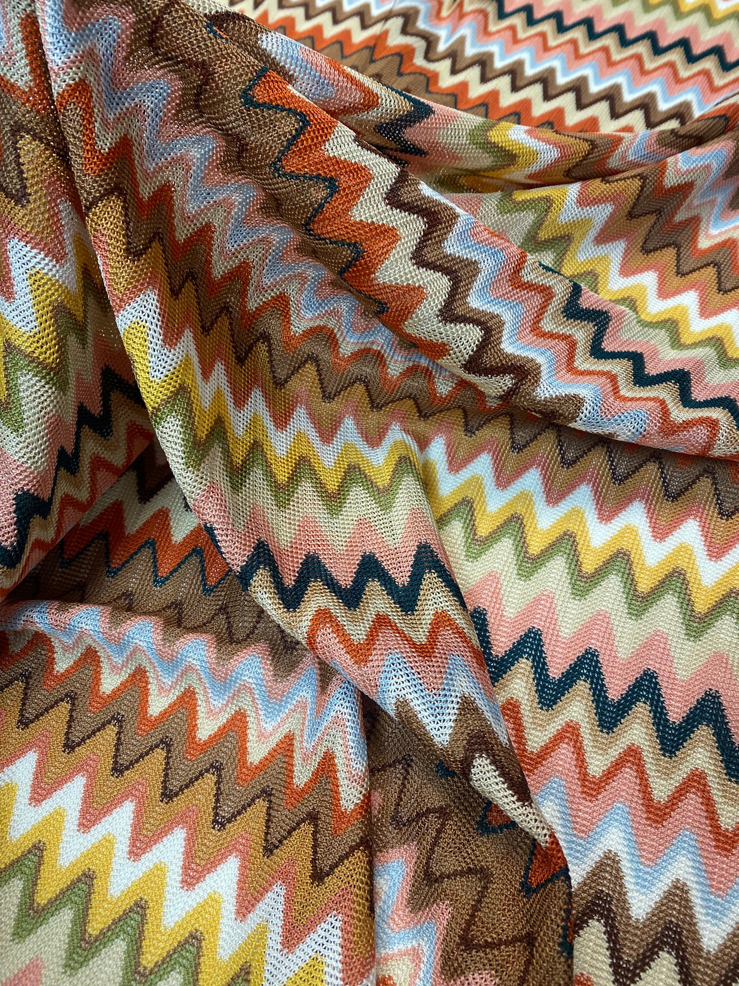 Multicolor Chevron Mesh Fabric by the Yard
