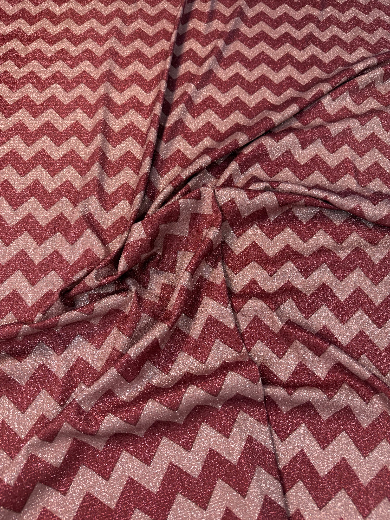 Red Chevron Lurex Fabric by the Yard