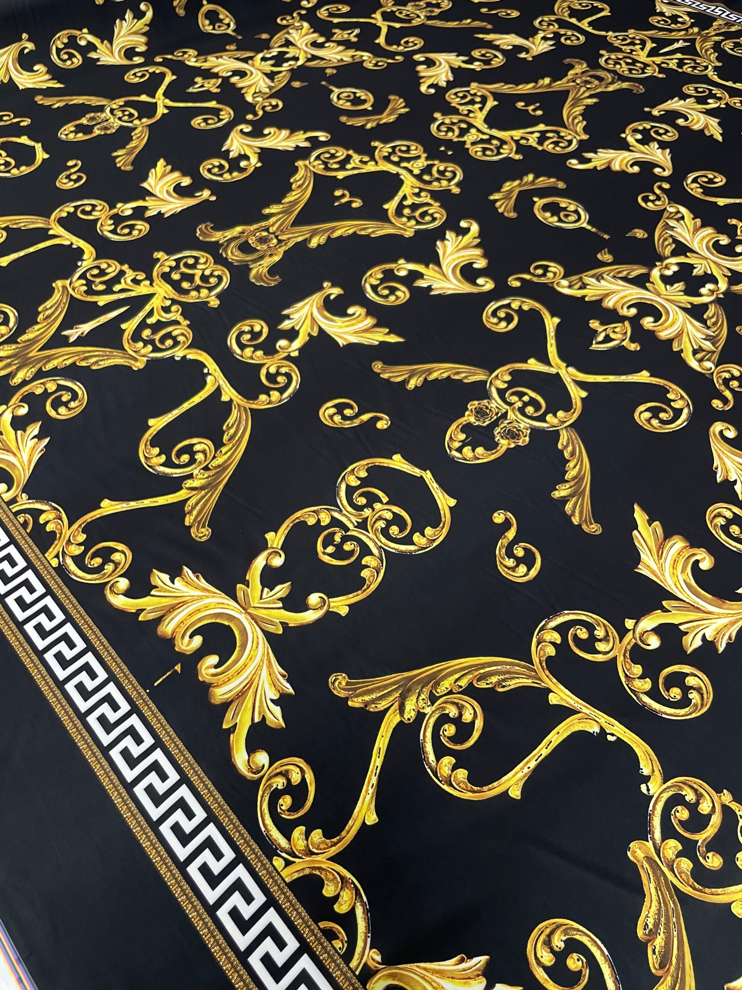 Black & Gold Baroque Crepe Fabric by the Yard – Luxury