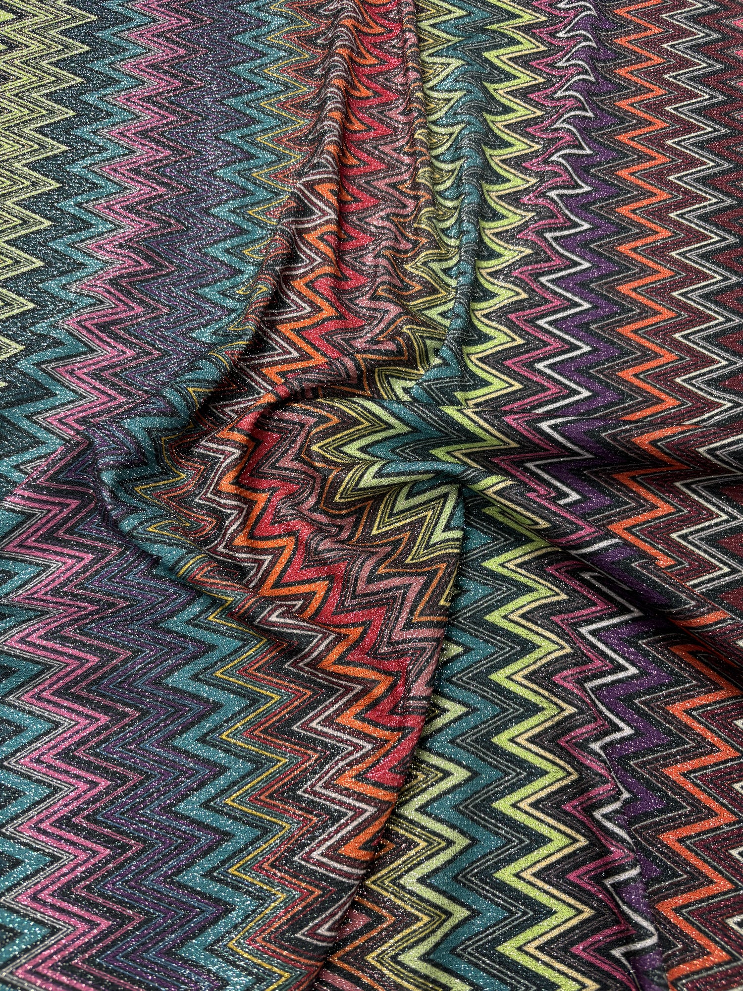 Multicolor Chevron Lurex Fabric with Metallic Shine