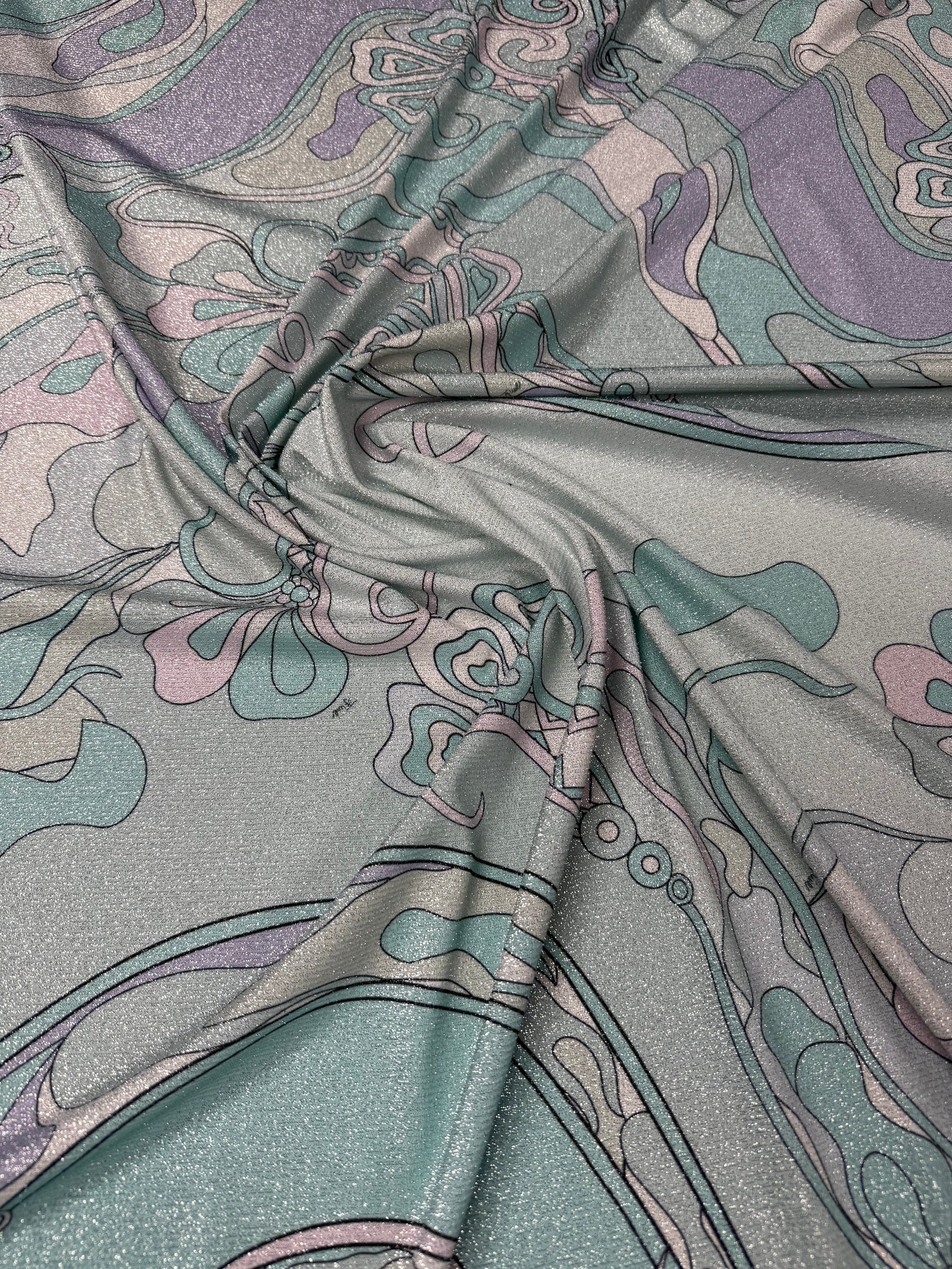 Abstract Pastel Lurex Fabric by the Yard