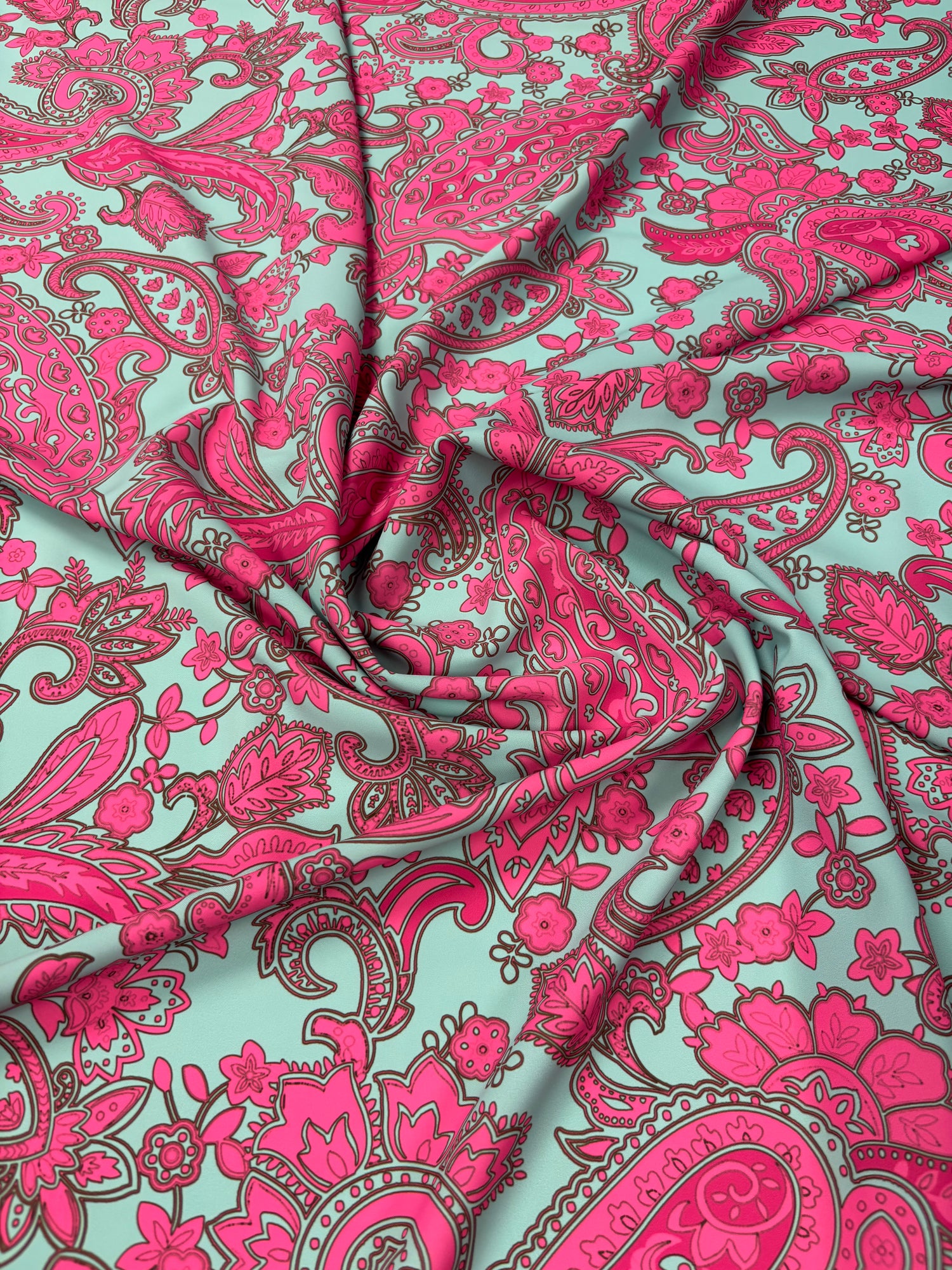 Pink Paisley Crepe Fabric by the Yard