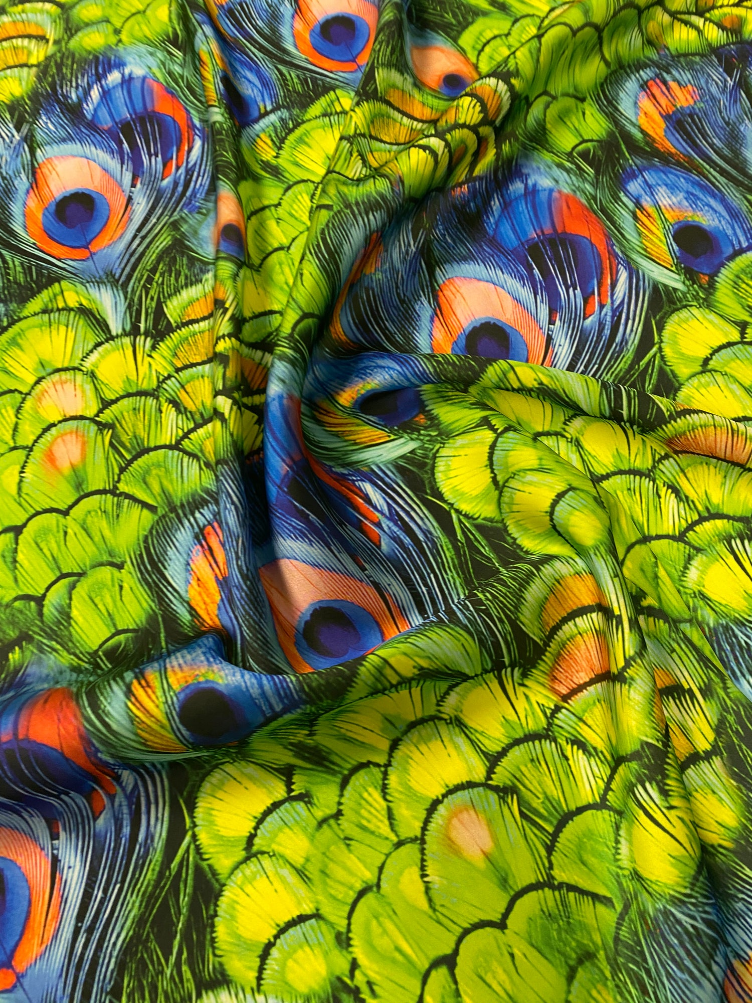 Peacock Feather Satin Fabric by the Yard – Elegant