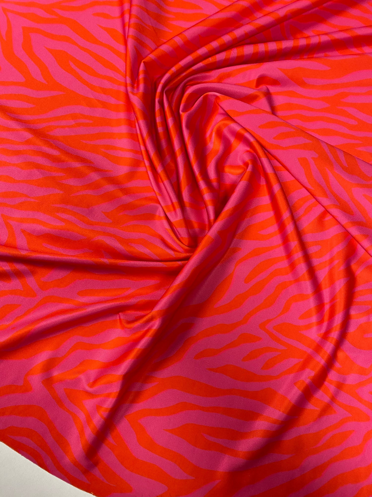 Red Pink Zebra Print Lycra Stretch Fabric by the Yard