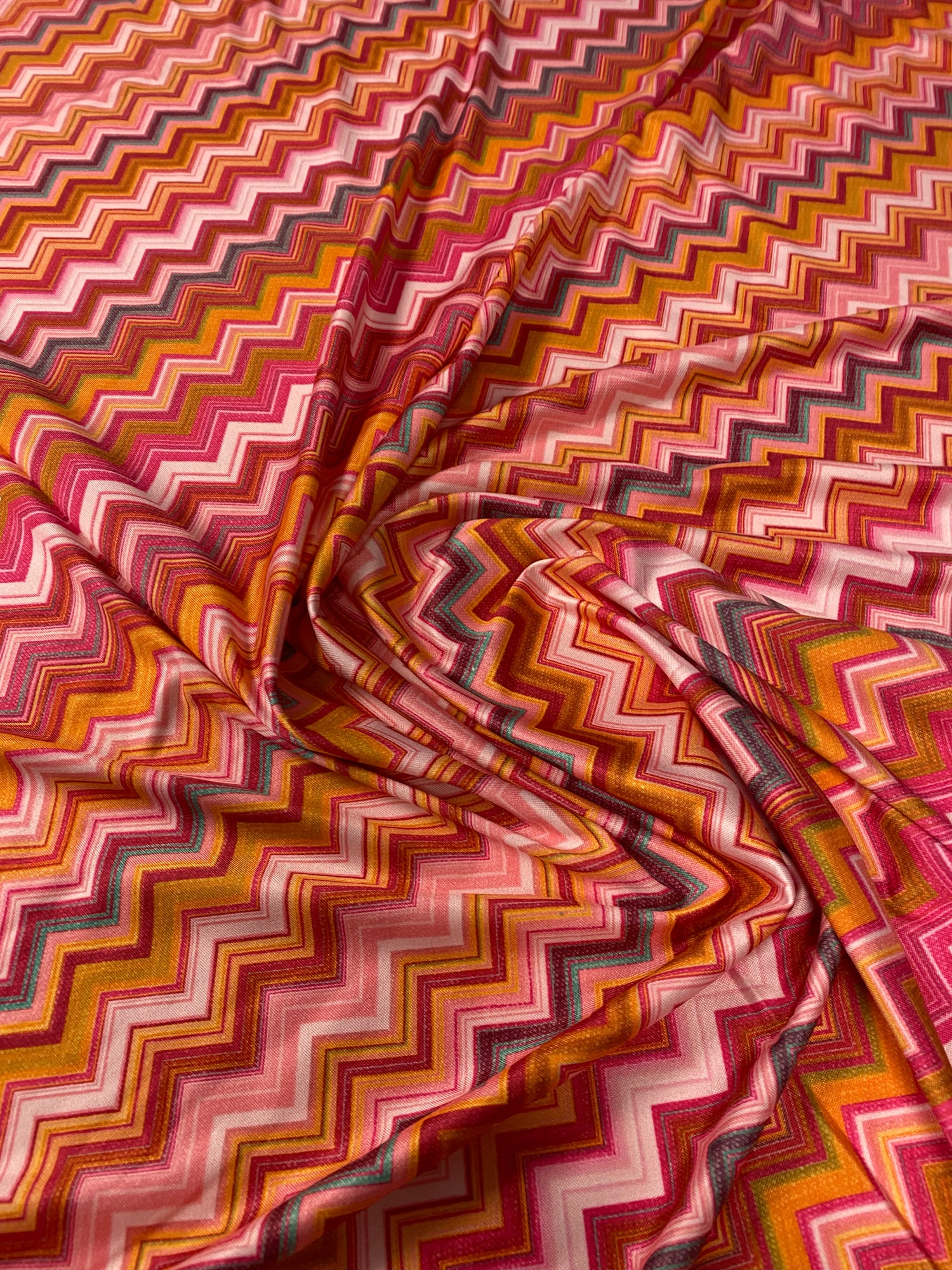 Multicolor Zigzag Lycra Stretch Fabric by the Yard