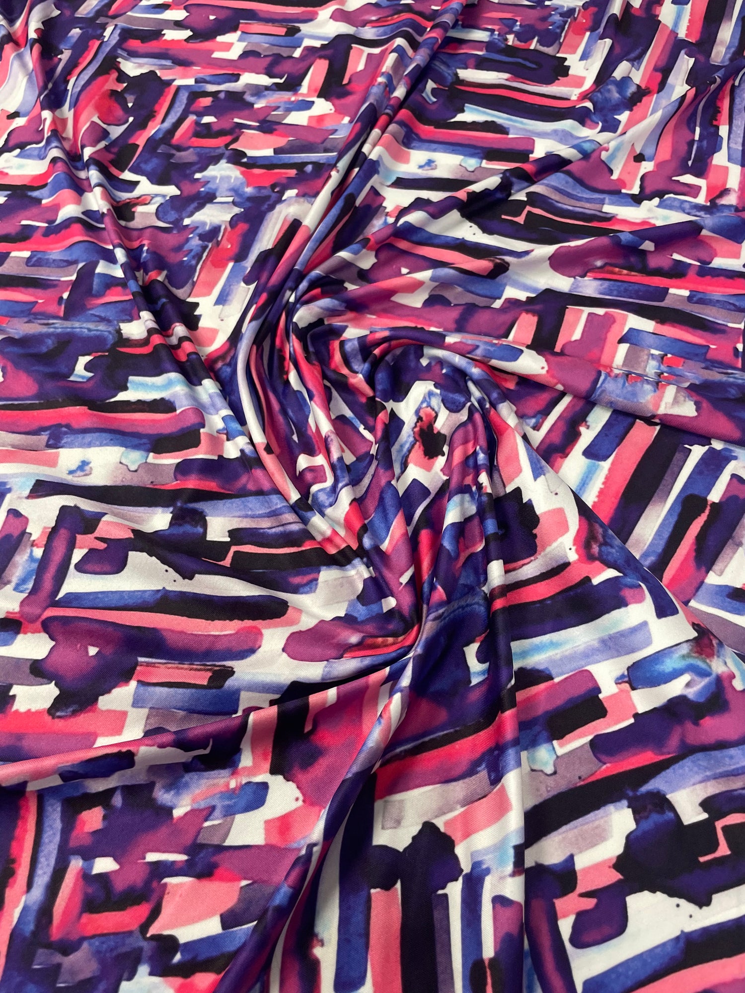 Abstract Geometric Lycra Stretch Fabric by the Yard – Purple Pink