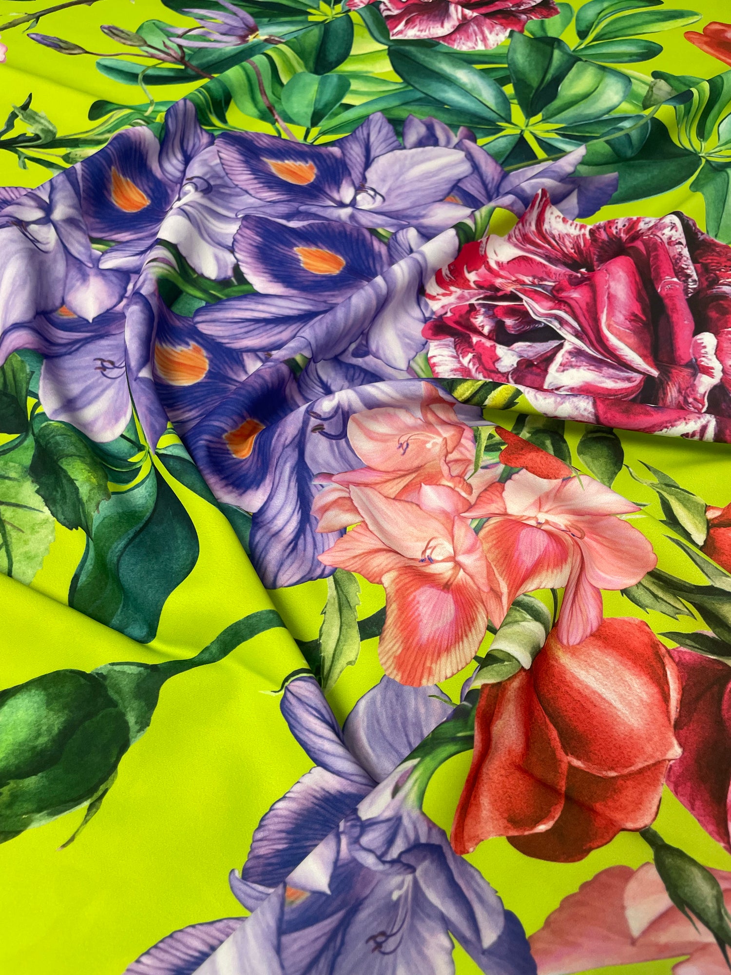 Vibrant Floral Crepe Fabric by the Yard – Soft & Flowing