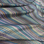 Purple & Teal Multi Stripe Lurex Fabric by the Metre - Whotex Fabrics London