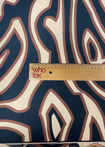 Abstract Lines Fabric – Beige Brown Graphic Print by the Metre - Whotex Fabrics London