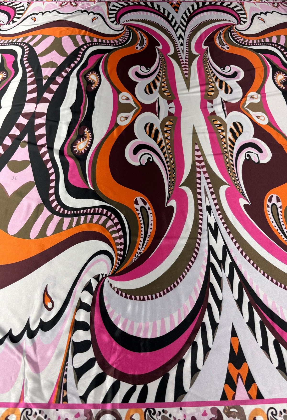 Abstract Print Lycra Satin Fabric by the Metre - Whotex Fabrics London