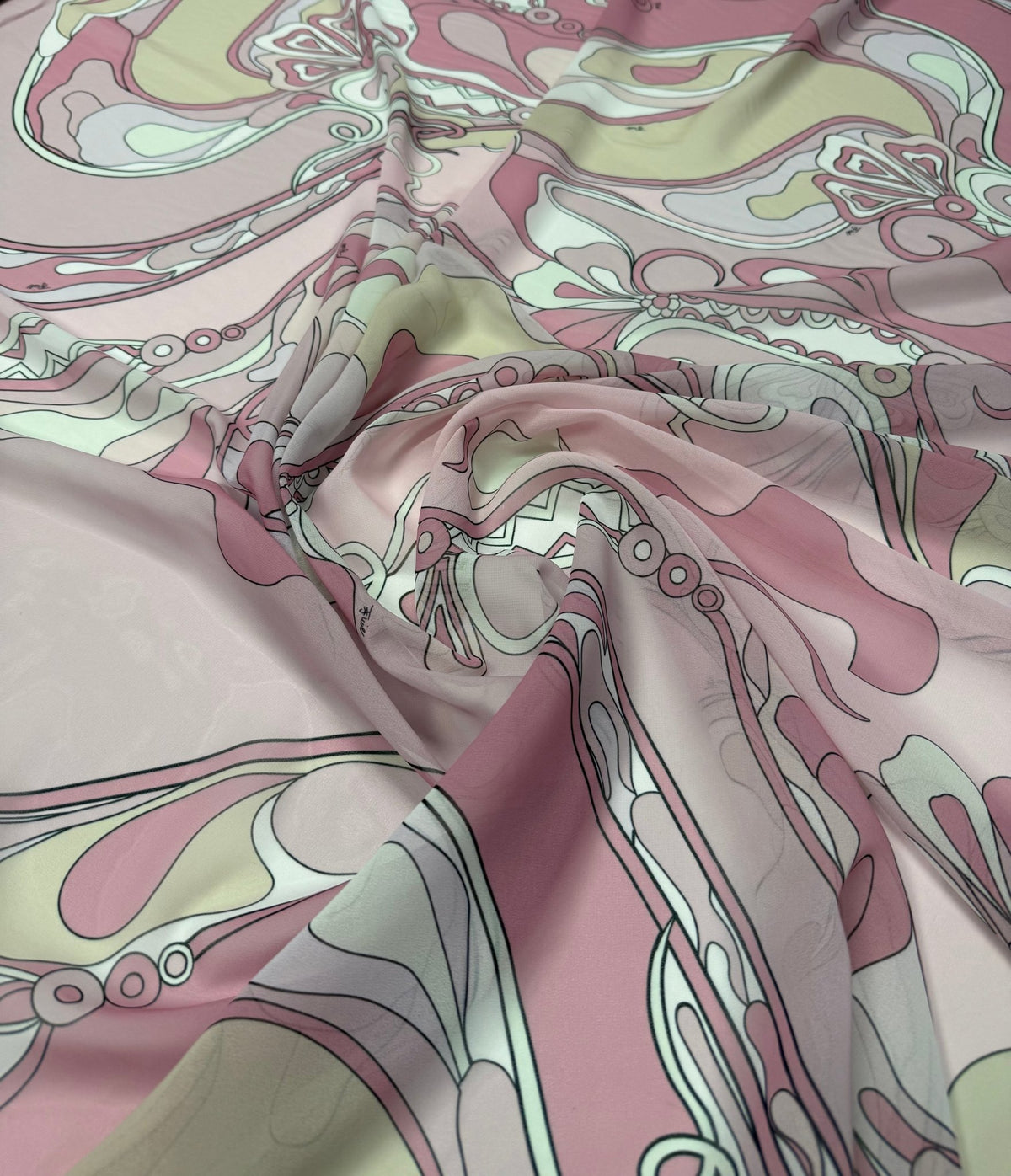 Abstract Swirl Print Chiffon Fabric by the Metre - Whotex Fabrics London