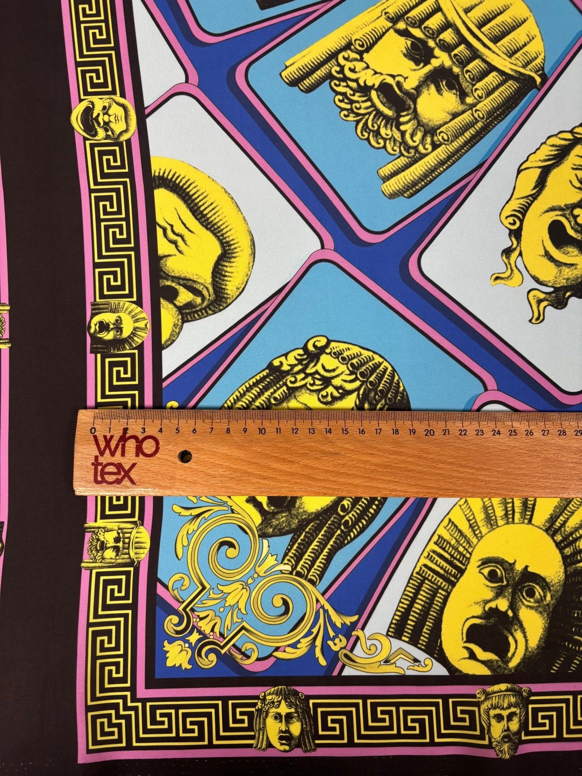 Ancient Greek Mask Print Chiffon Satin Fabric by the Metre - Whotex Online Fabric Store