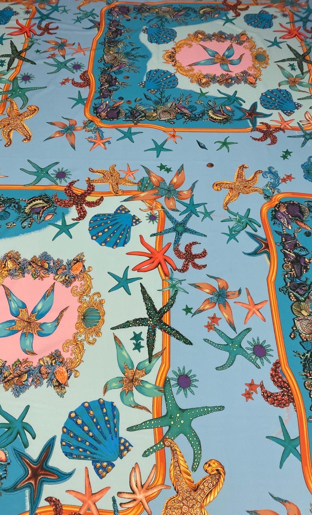 Baby Blue Oyster Sea Shell Fabric – Multiple Fabric Options, Sold by Metre - Whotex Fabrics London