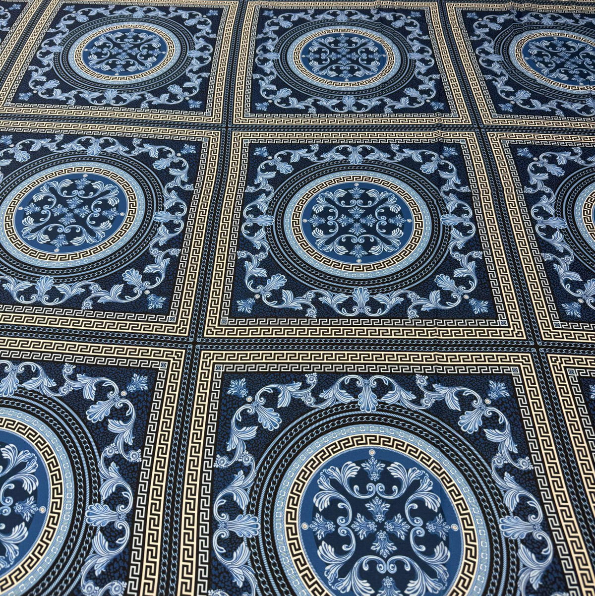 Baroque Medallion Moss Crepe Fabric by the Metre - Whotex Fabrics London