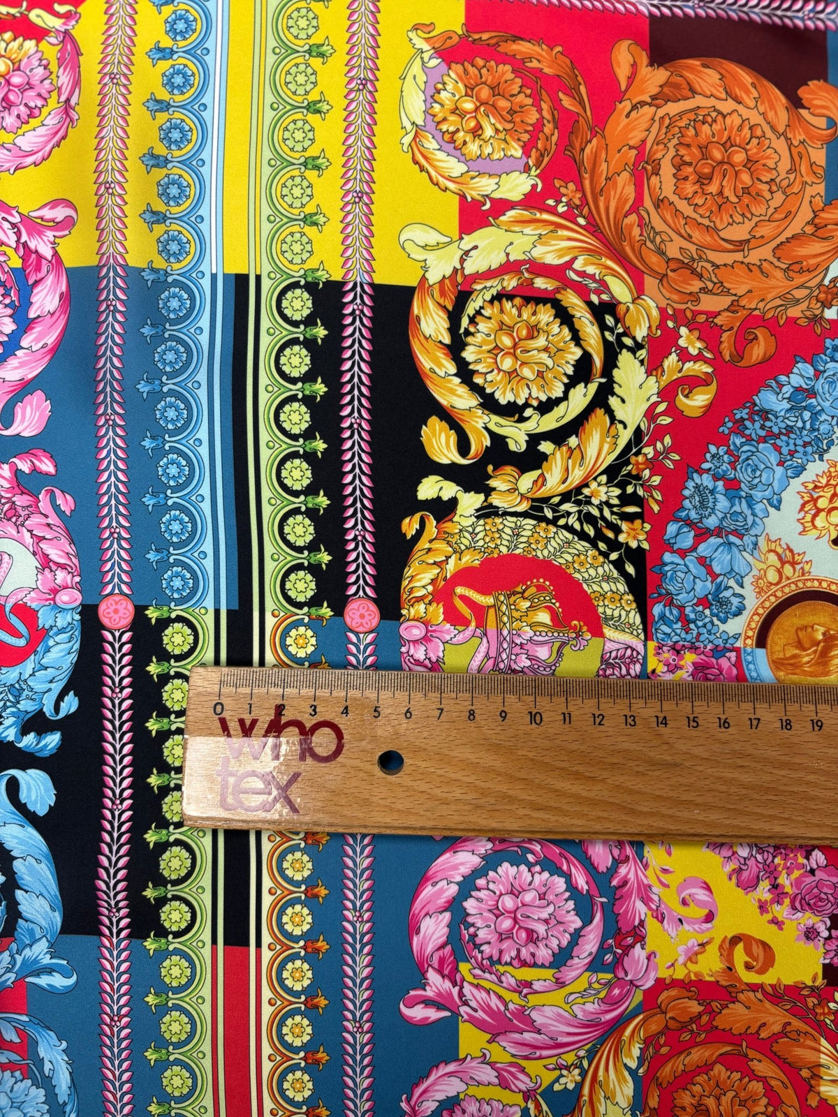 Baroque Patchwork Satin Fabric by the Metre - Whotex Fabrics London