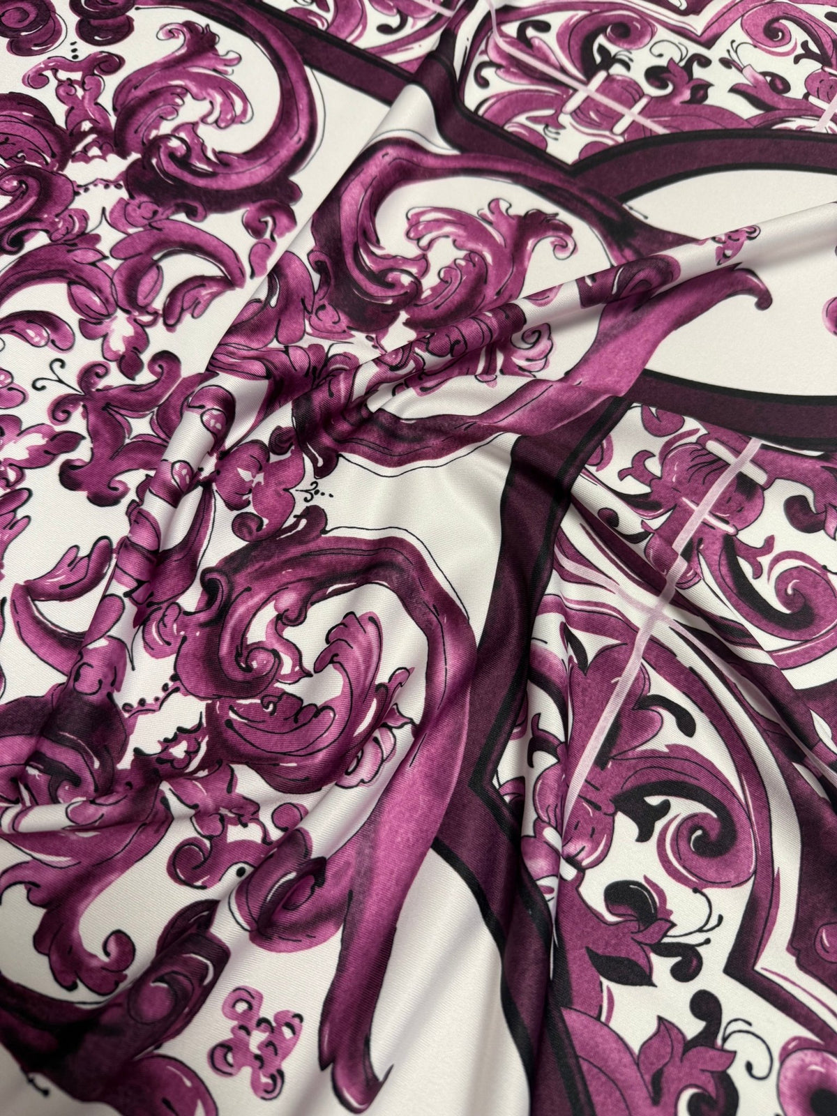 Baroque Pattern Spandex Fabric by the Metre - Whotex Fabrics London