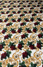 Baroque Rose Print Spandex Fabric by the Metre - Whotex Fabrics London