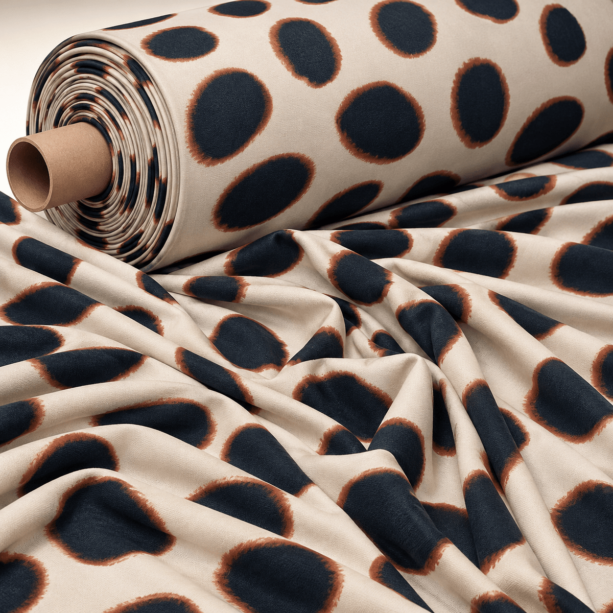 Beige Abstract Animal Spot Fabric by the Metre - Whotex Fabrics London