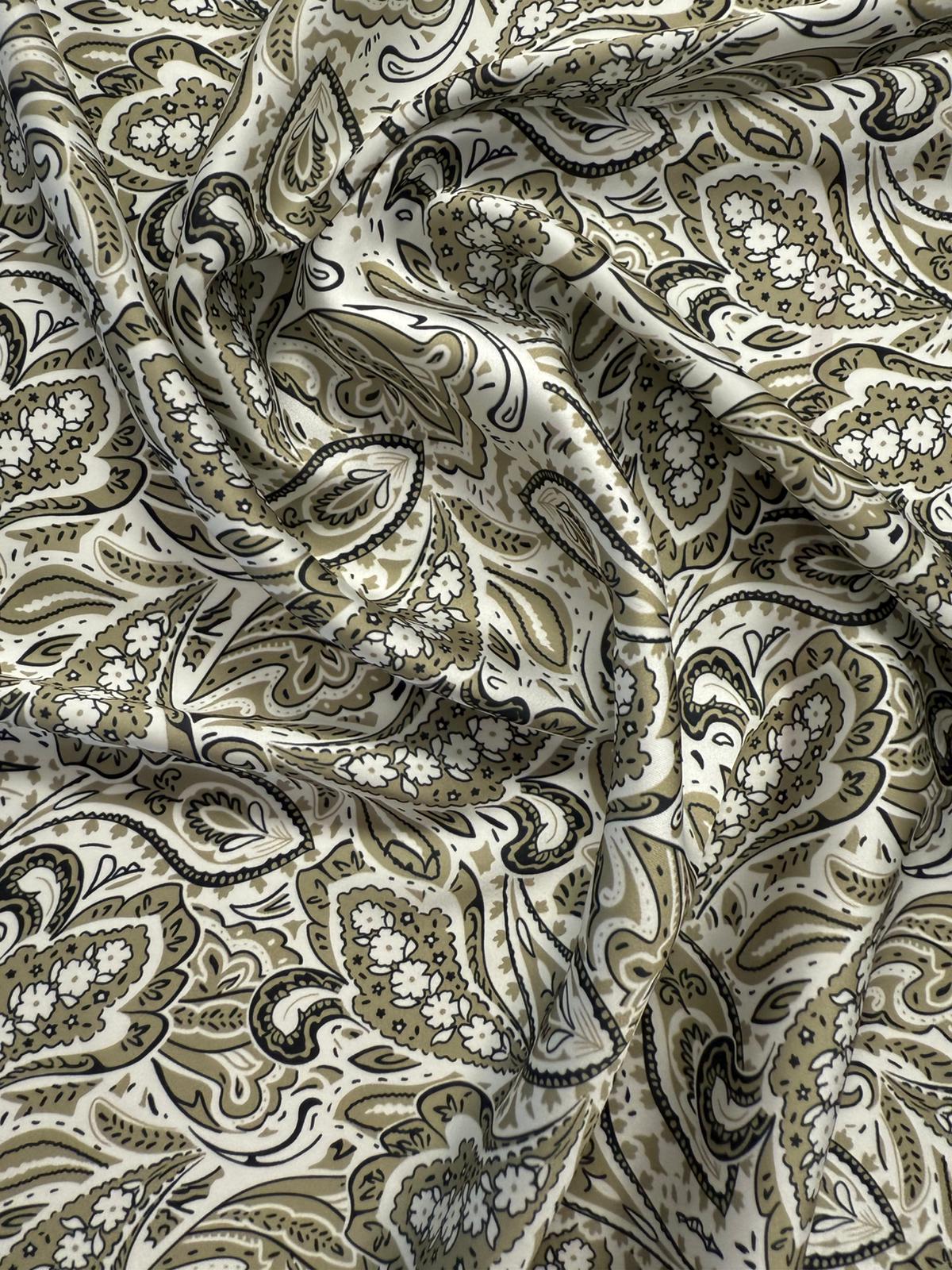 Beige & Cream Paisley Fabric by the Metre – Classic Style - Whotex Fabrics London