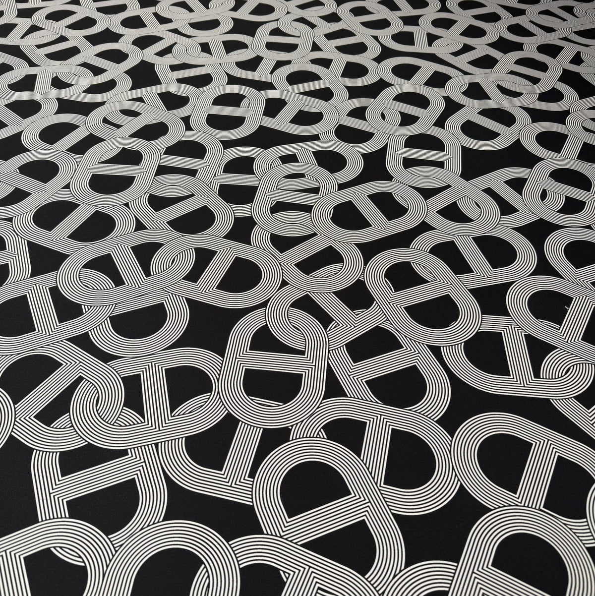 Black Geometric Pattern Fabric by the Metre - Whotex Fabrics London