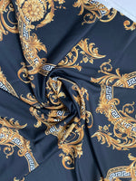 Black & Gold Baroque Crepe Fabric by the Metre – Luxury Style - Whotex Fabrics London