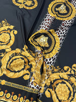 Black Gold Baroque Upholstery Fabric by the Metre - Whotex Fabrics London