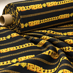 Black Gold Chain Print Fabric by the Metre - Whotex Fabrics London