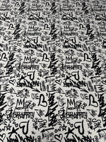 Black Graffiti Upholstery Fabric - Whotex Fabrics London