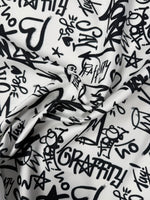 Black Graffiti Upholstery Fabric - Whotex Fabrics London