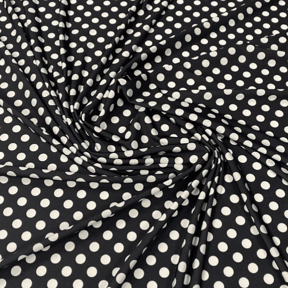 Black Polka Dot Fabric – Classic White Spot Print by the Metre - Whotex Fabrics London