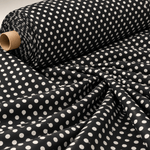 Black Polka Dot Stretch Velvet Fabric by the Metre - Whotex Fabrics London