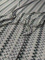 Black Silver Zigzag Lurex Fabric by the Metre - Whotex Fabrics London