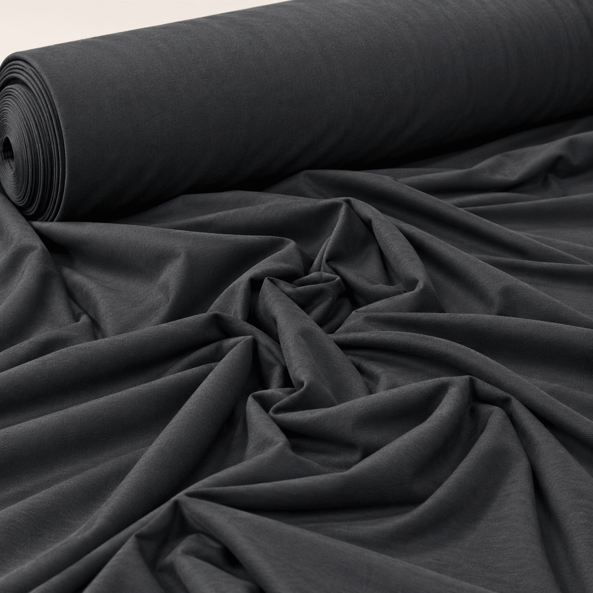 Black Stretch Cupro Blend Fabric by the Metre - Whotex Fabrics London
