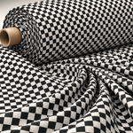 Black & White Checkerboard Lycra Stretch Fabric by the Metre - Whotex Fabrics London