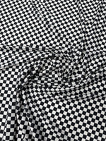 Black & White Checkerboard Spandex Fabric by the Metre - Whotex Fabrics London
